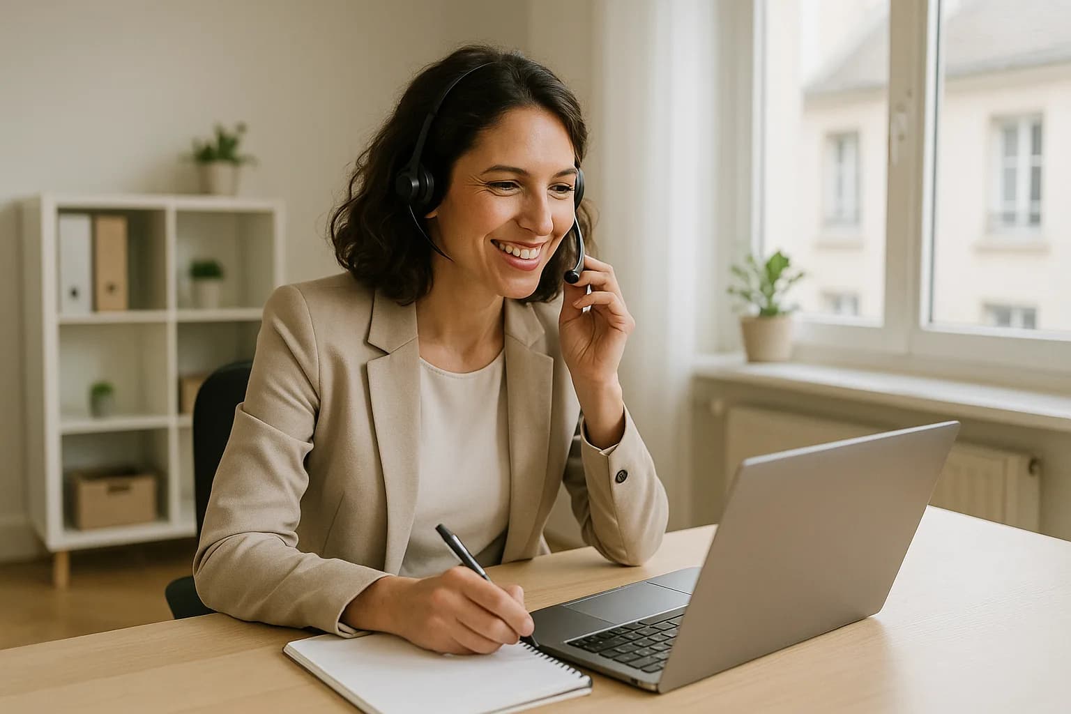 Une conseillère Vivons Mieux à l'écoute au téléphone